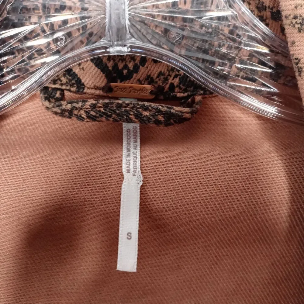 Free People Snake Trucker Jacket in Brown Size Small